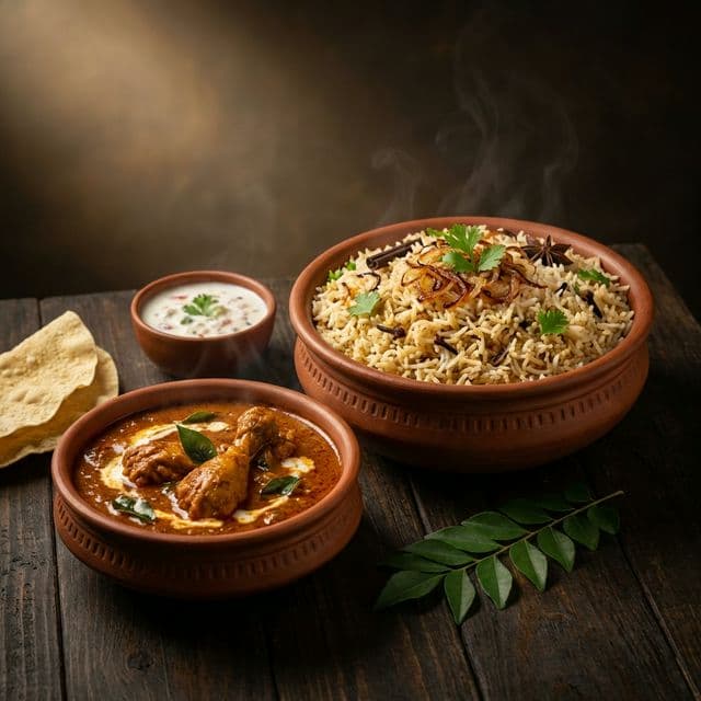 Bagara Rice with Chicken Curry