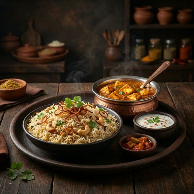 Bagara Rice with Paneer Curry